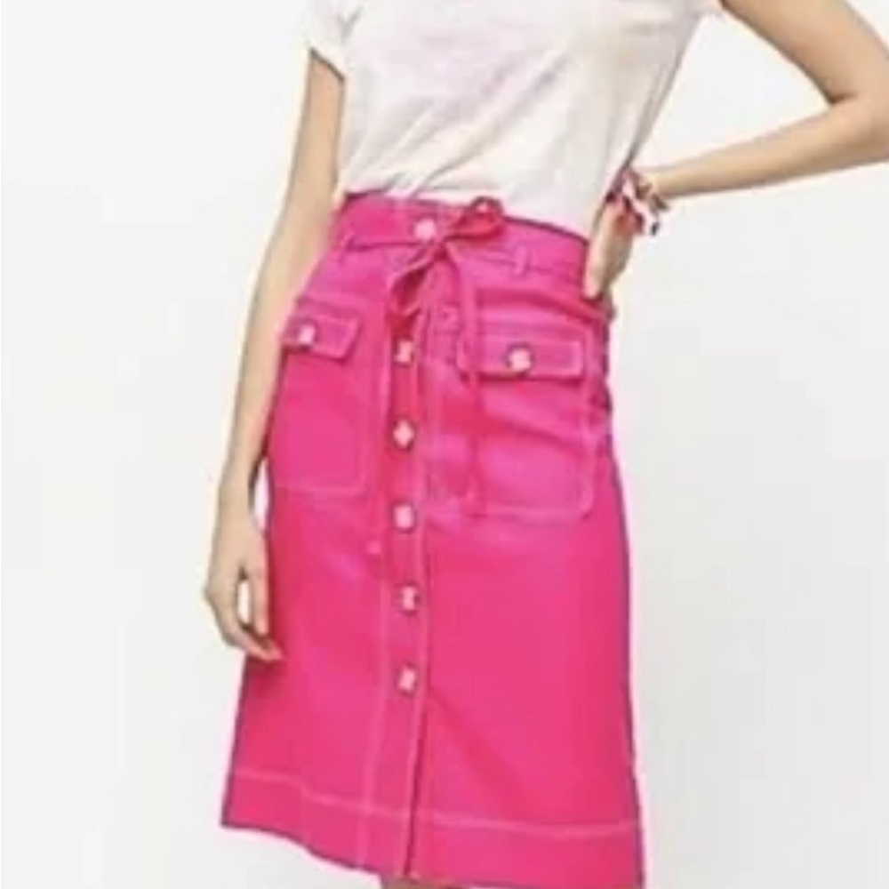 J. Crew hot pink button down skirt.  Like new, perfect condition.